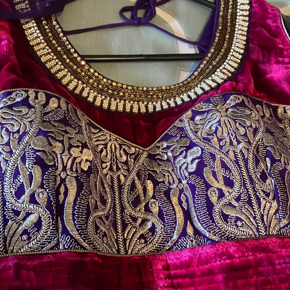 Purple with pink net Indian dress with dupatta Indian size xl